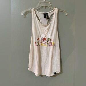 Floral Adidas Women Off white  Large Athletic Workout Tank Top Shirt.small